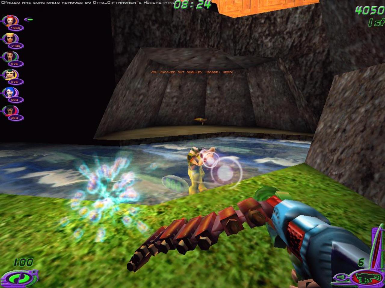 [26/11/2001] KOPFSCHUSS Im Gegensatz zum großen Vorbild Unreal Tournament fließt hier kein Blut. Stattdessen löst sich der getroffene Gegner in Luft auf und hinterlässt Punkte-Plättchen.
